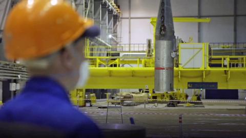 Worker cleaning up nuclear waste at Russian naval base