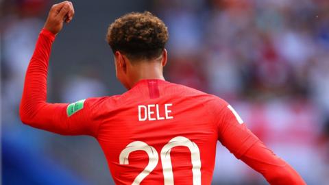 England player Dele Alli celebrate his goal against Sweden with a Fortnite dance.