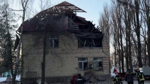 Building damaged in Kyiv after Russian drone attack