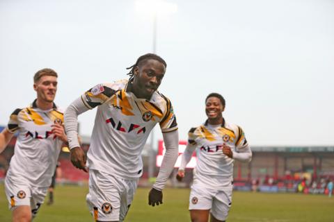 Cameron Antwi celebrates his goal