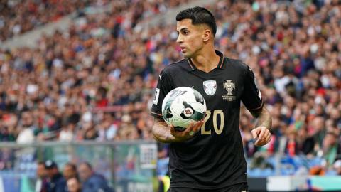 Joao Cancelo of Portugal prepares to take a throw in