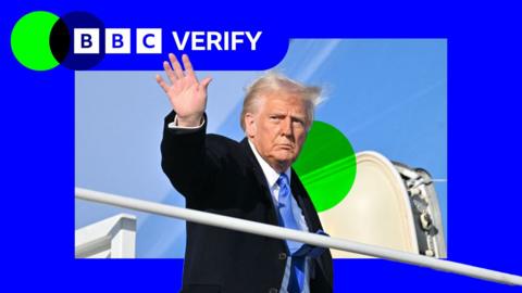 An image of US President Donald Trump with BBC Verify branding added