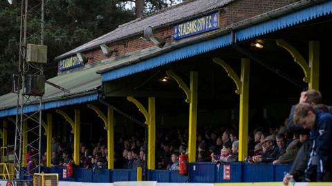 A stand at the Clarence Park ground in St Albans.