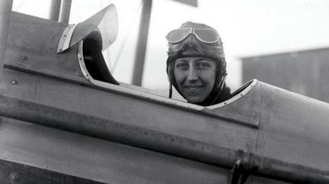 Undated file photo of aviator Amy Johnson in an aircraft