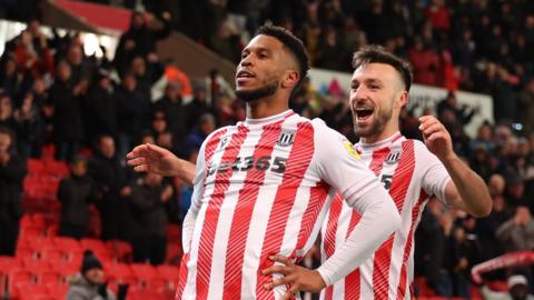 Tyrese Campbell celebrates his goal against Stoke