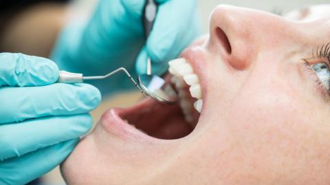 Woman having a dental check up