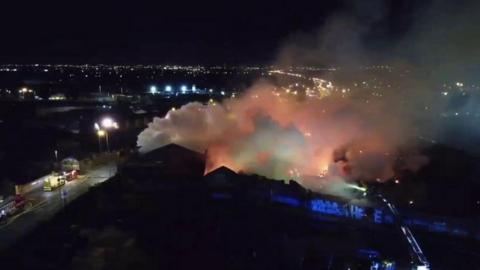 Drone footage of fire