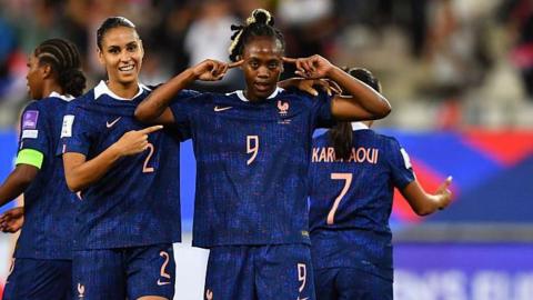 Malard celebrates the France goal