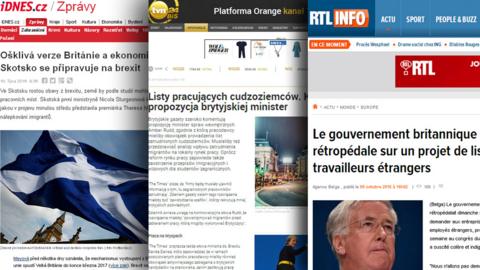 Combo picture of screen-grabs from European media websites