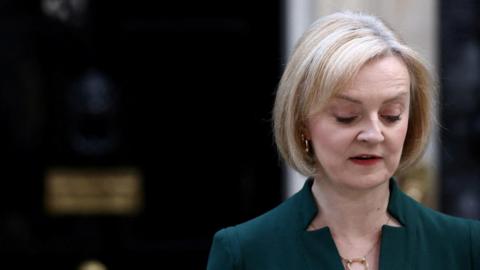 Liz Truss delivering her resignation address