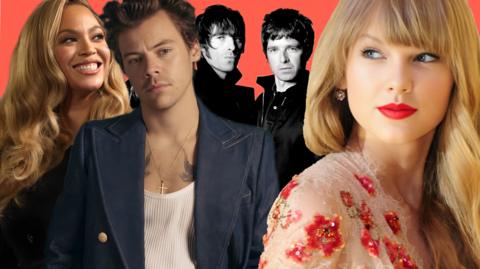 Beyonce, Harry Styles, Oasis and Taylor Swift.