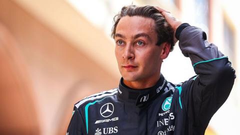George Russell looking disappointed after qualifying in Monaco