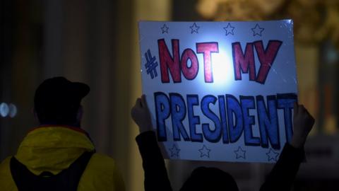 Donald Trump protest placard in Philadelphia