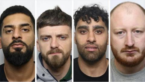 L-R: Samir Ali, Jordan Parlour, Adnan Ghafoor and Jordan Plain pictured in their mug shots with serious expressions