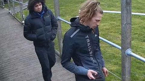 Rhys Abbott (right) and Roman Stevenson wearing black clothing were caught on CCTV 