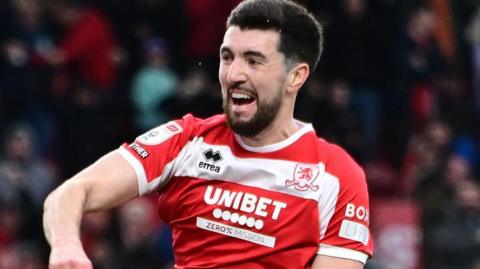 Finn Azaz celebrates scoring for Middlesbrough