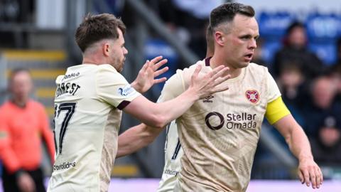 Hearts players celebrating