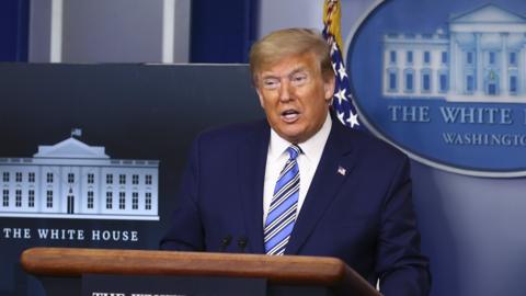 Donald Trump at White House briefing on 19 April