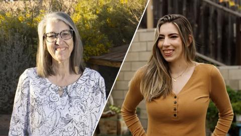 Split image of Jordan Lux (right) and her mother Danni Ackerman (left).