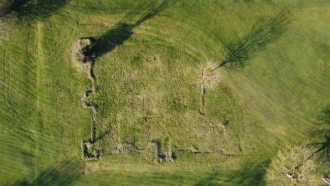 Drone picture of remains of Belhus Hall Manor