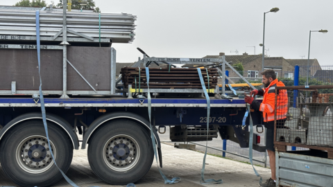 Modular structures being installed at a school in Essex