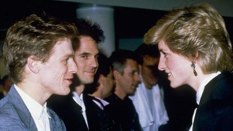Princess Diana photographer with Bryan Adams after a concert in Vancouver during her tour of Canada