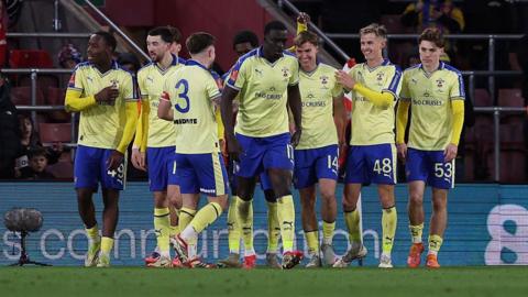 Southampton celebrate after scoring