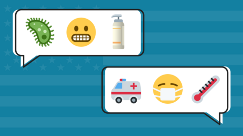 Graphic of pandemic related emojis