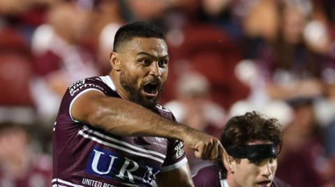 Toafofoa Sipley in action for Manly
