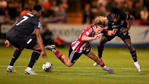 Luton Town in action against Exeter City