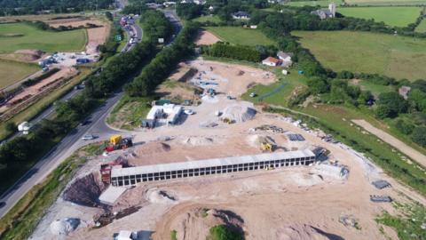 Aerial view of the underpass near the Chiverton Cross roundabout