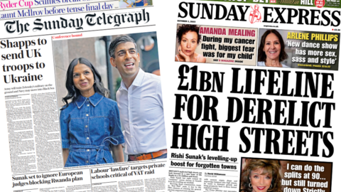 The front pages of the Sunday Telegraph and the Sunday Express