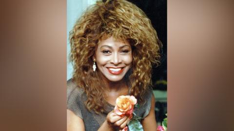 Tina Turner with a rose