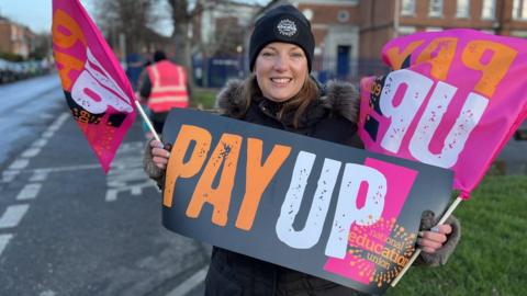 Teacher on strike in Essex