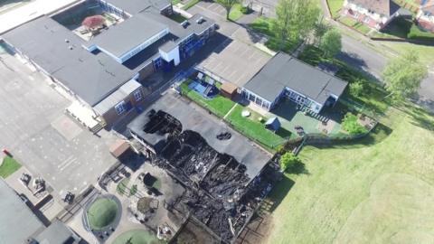 Aerial shot of Rift House School fire