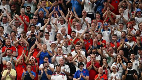 England fans during England's win over Senegal in the last 16 of the World Cup