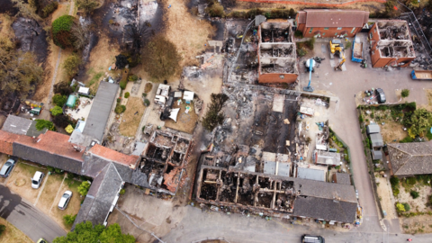 Drone picture of Ashill fire