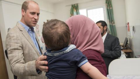 Prince William on visit to Jalazone Refugee Camp, near Ramallah