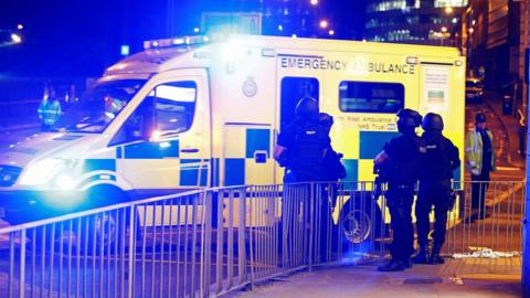 An ambulance after the Manchester Arena bombing