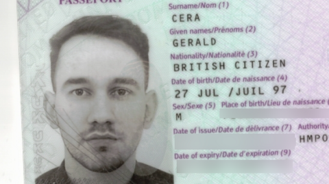 A close up photo showing Gerald Cera's passport