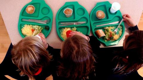 Children eating school means
