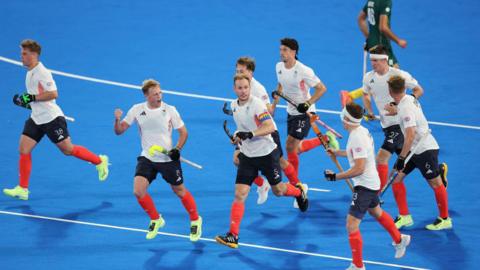 Great Britain celebrate their equaliser