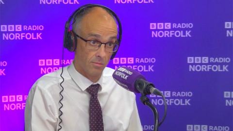 Chief Constable Paul Sanford in the studio at BBC Radio Norfolk