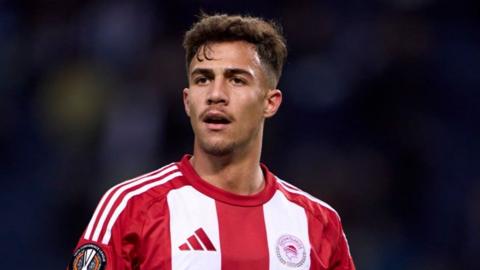 Charalampos Kostoulas pictured playing for Olympiakos