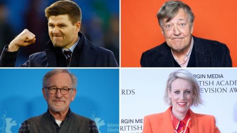 A composite picture of four head shots of different Steves. Clockwise from the top left is Steven Gerrard, Stephen Fry, Steph McGovern and Stephen Spielberg