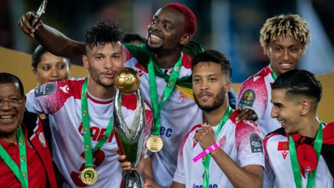 Wydad players celebrate their 2022 Champions League victory