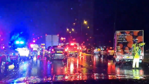 Traffic on the M23 following a crash
