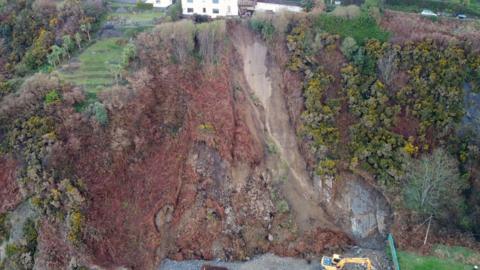 Landslip on Laxey hillside