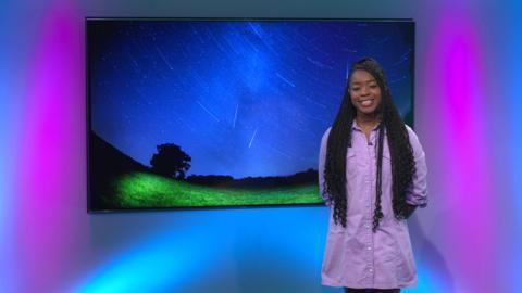 Emma-Louise on the Newsround set
