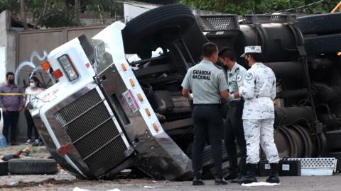 Overturned truck